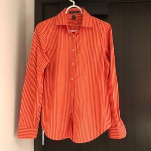 Lauren Ralph Lauren, Dress Shirt, Orange with White Stripe, Medium